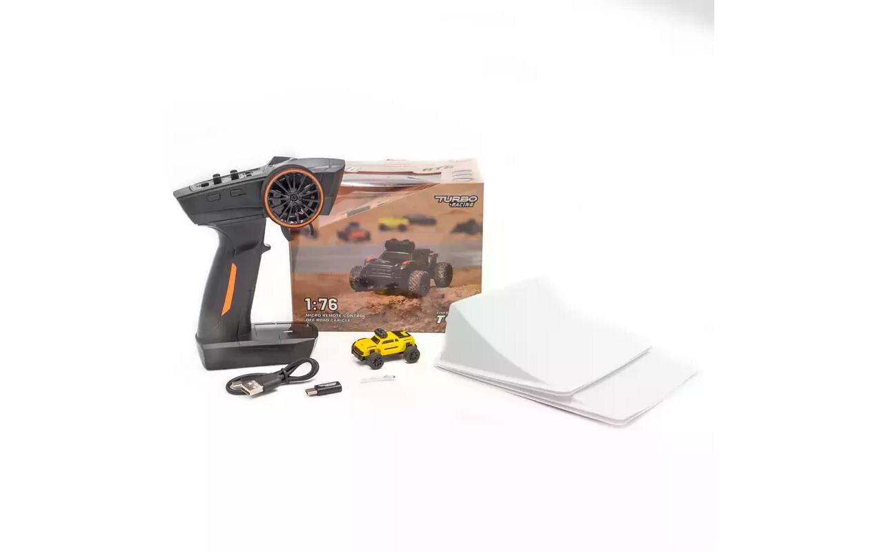 Micro Monster Truck TC-01, Gelb, RTR, 1:76Vollwertiges RC-Auto im micro Format