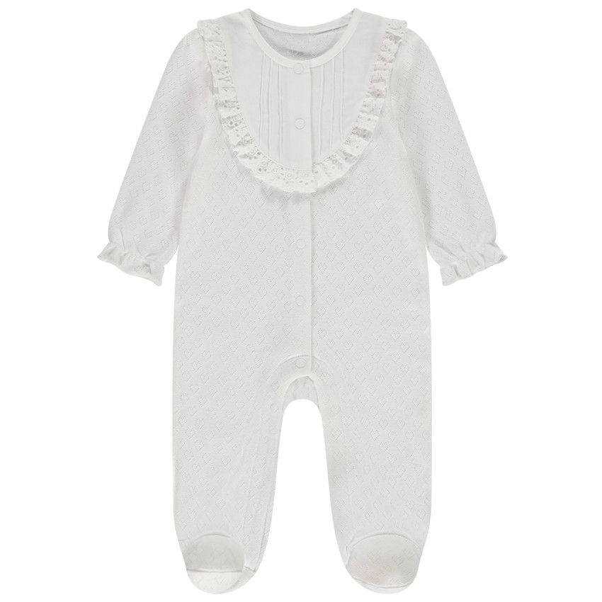 Dors-bien en maille pointelle cœurs pour bébé fille - Blanc