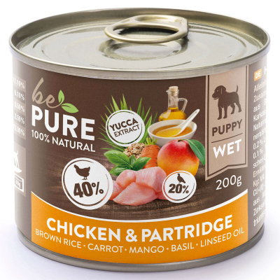 bePure Nassfutter Puppy Huhn & Rebhuhn