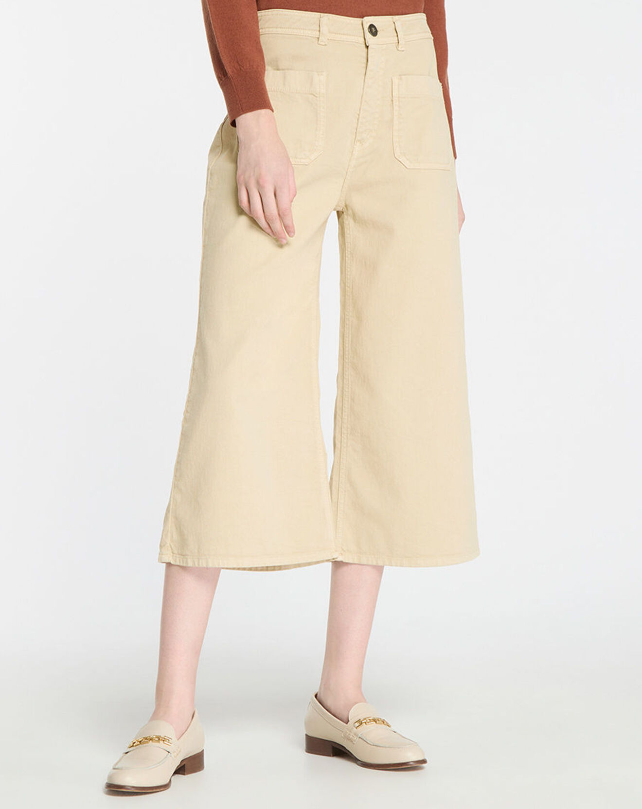 Galeries Lafayette Jean style jupe culotte en Coton Regan Dumbo écru