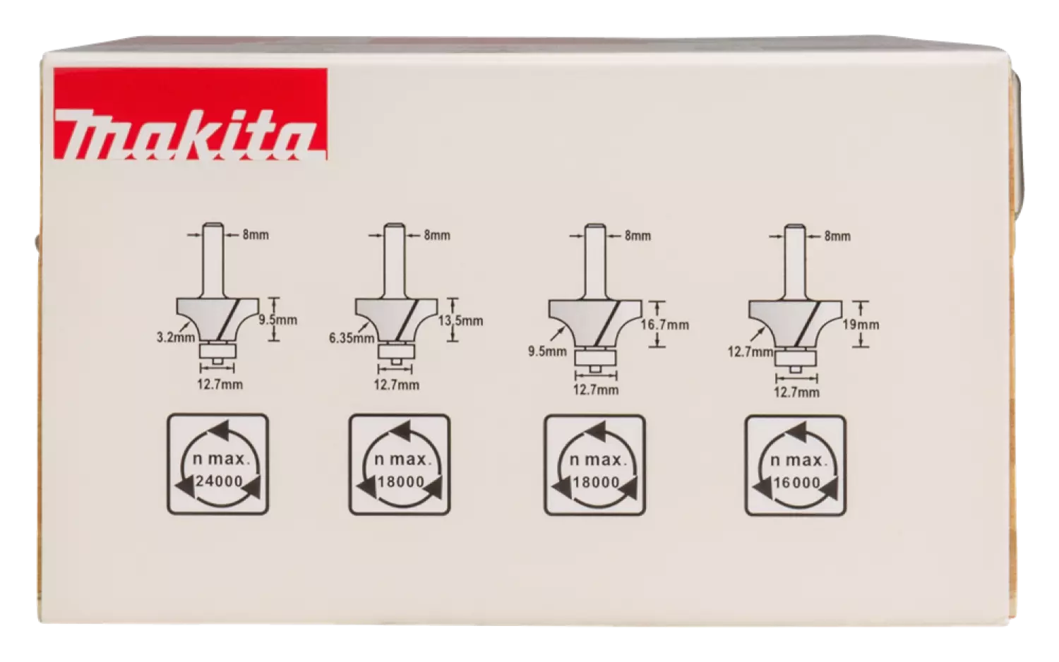 Makita D-53534 Freesset afrondfrees 8mm 4-delig
