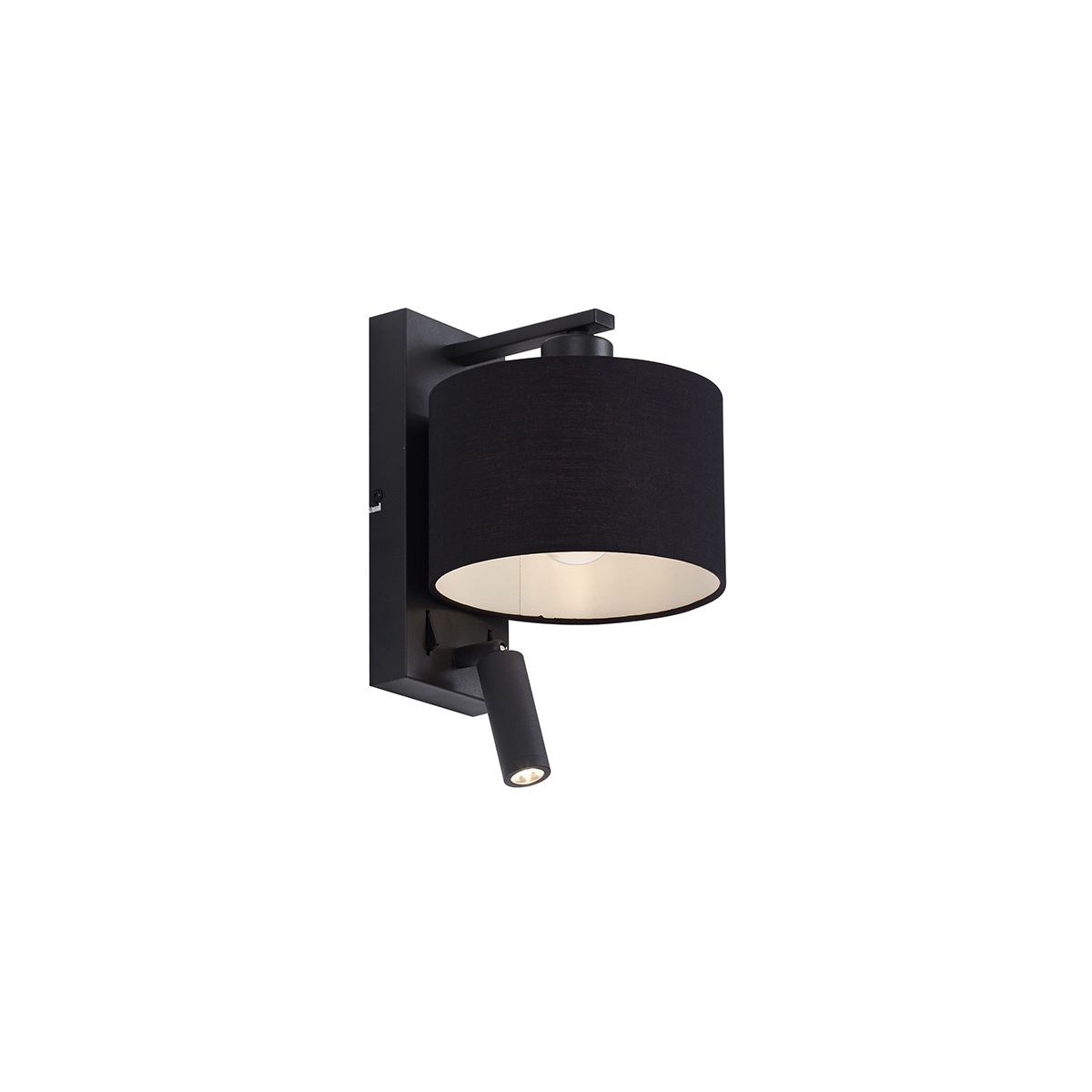 Moderne wandlamp zwart rond met leeslamp - Puglia