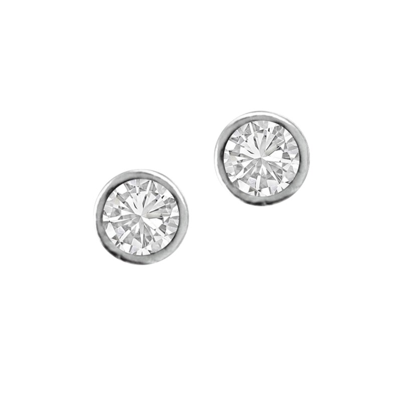 Boucles d'oreilles 4mm en argent 925 rhodié et oxyde de zirconium