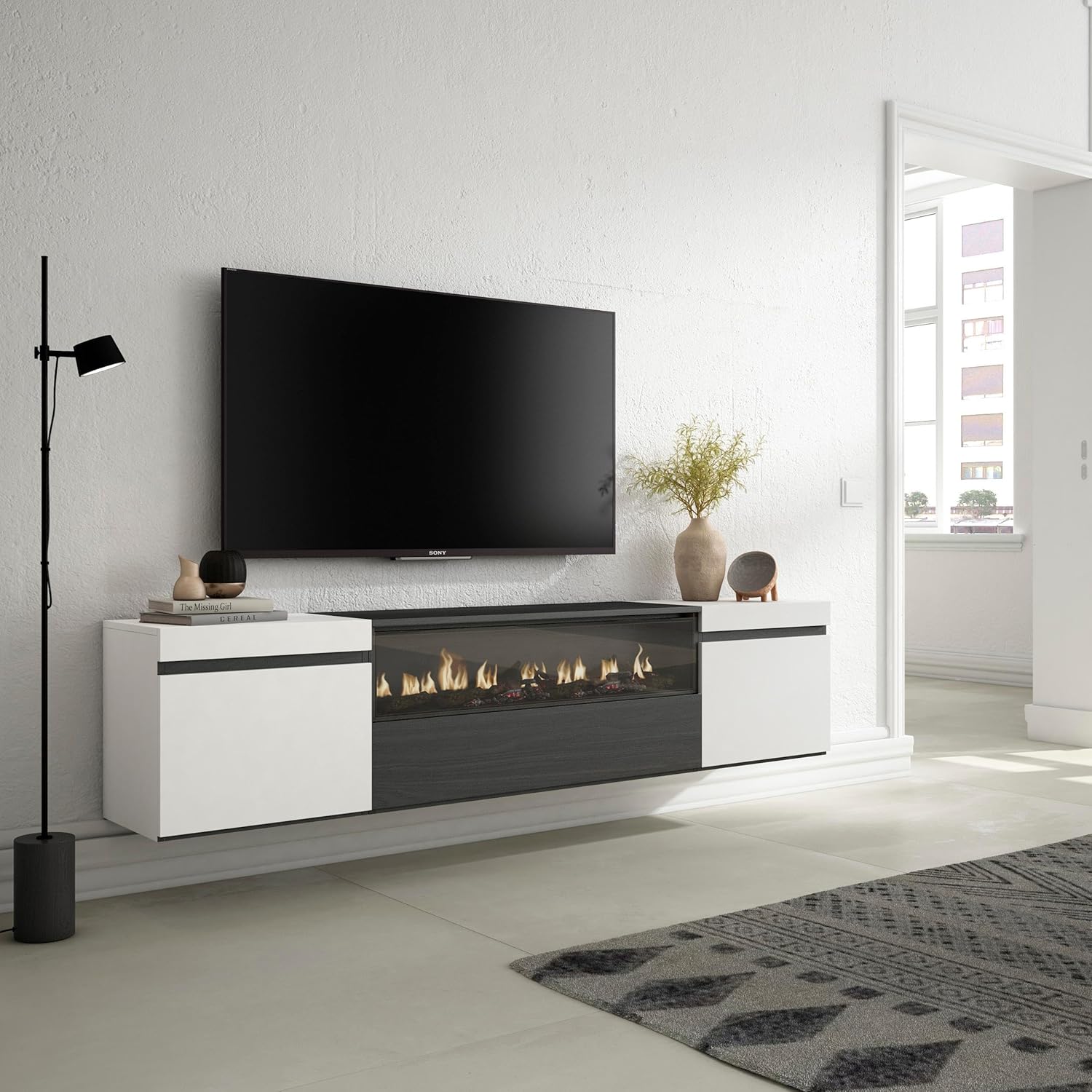 Skraut Home | TV-Schrank, Lowboard | für Wohnzimmer und Esszimmer | 200x45x35cm | Für TV-Geräte bis zu 80
