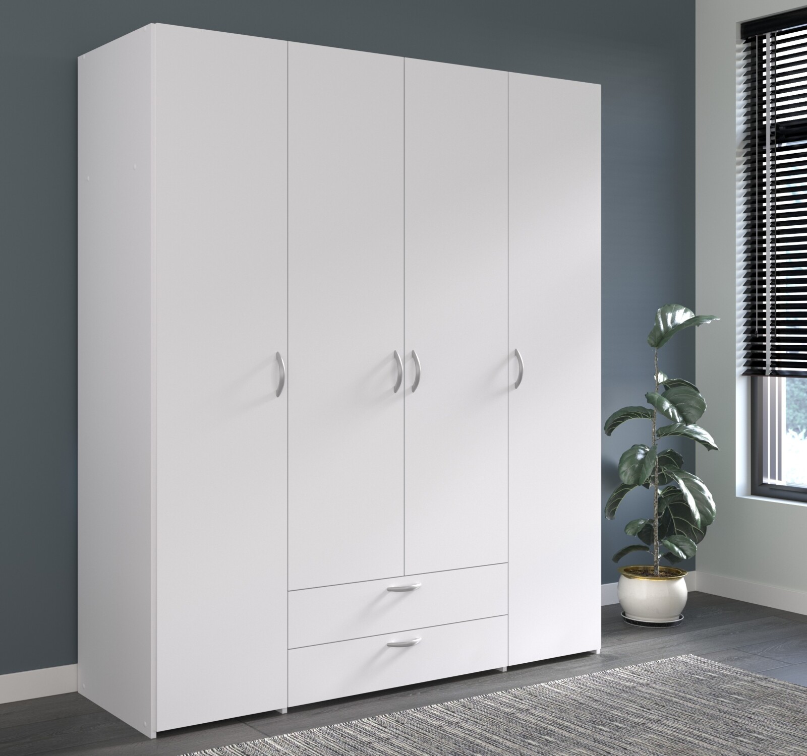 Kleiderschrank DAILY 1 - weiß - 4-türig - 160 cm breit