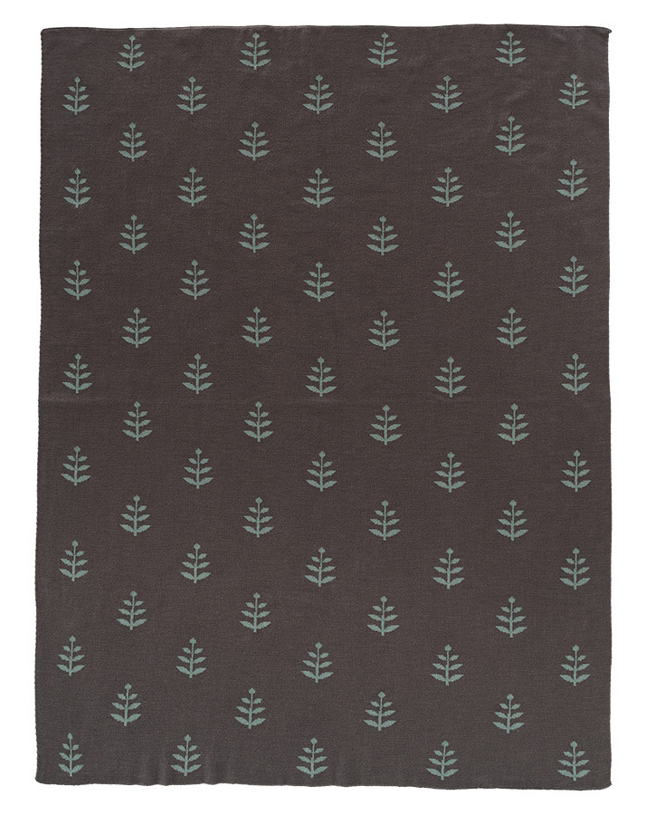 Kuscheldecke LEAVES (80x100) in grüngrau