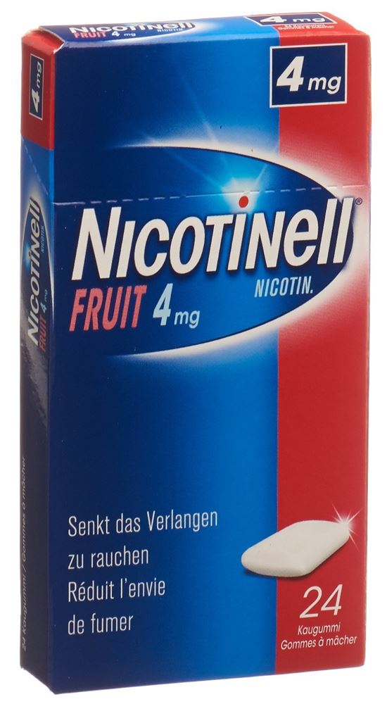 NICOTINELL Gum 4 mg<br>24 Stück, Blister, Wirkstoffhaltiger Kaugummi, fruit