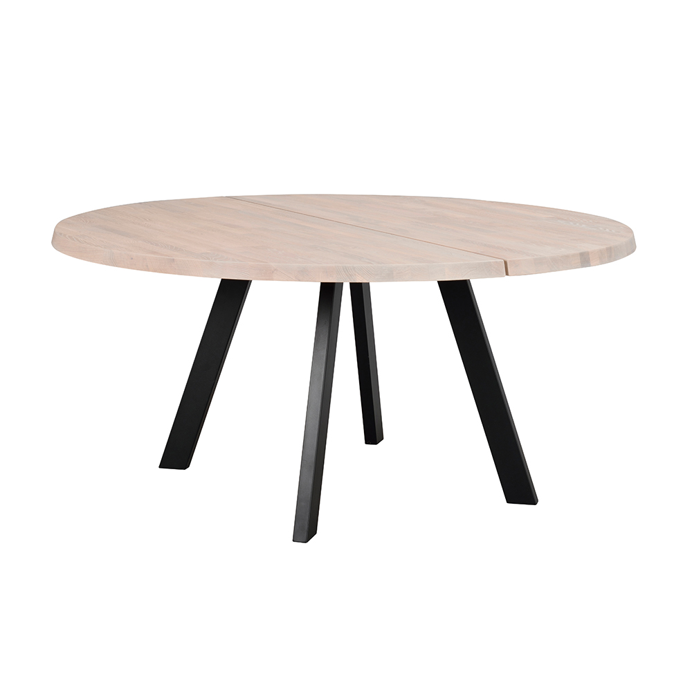 Eettafel Fred rond zwart Whitewash