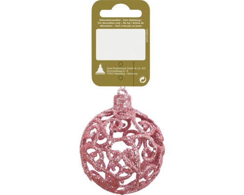 Kerstdecoratie hangend ornament bal Ø 6 cm roze