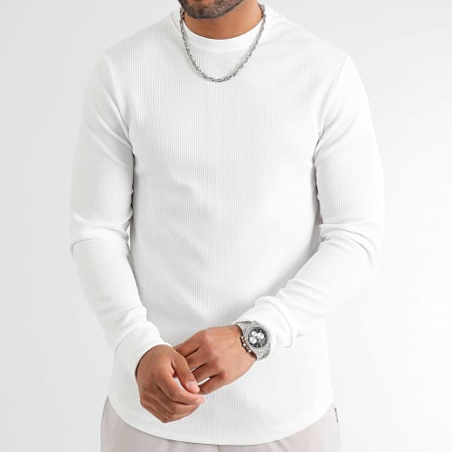 Lot De 3 Tee Shirt Manches Longues Texturé Waffle 0400 0552 0557 Blanc Noir Bleu Marine