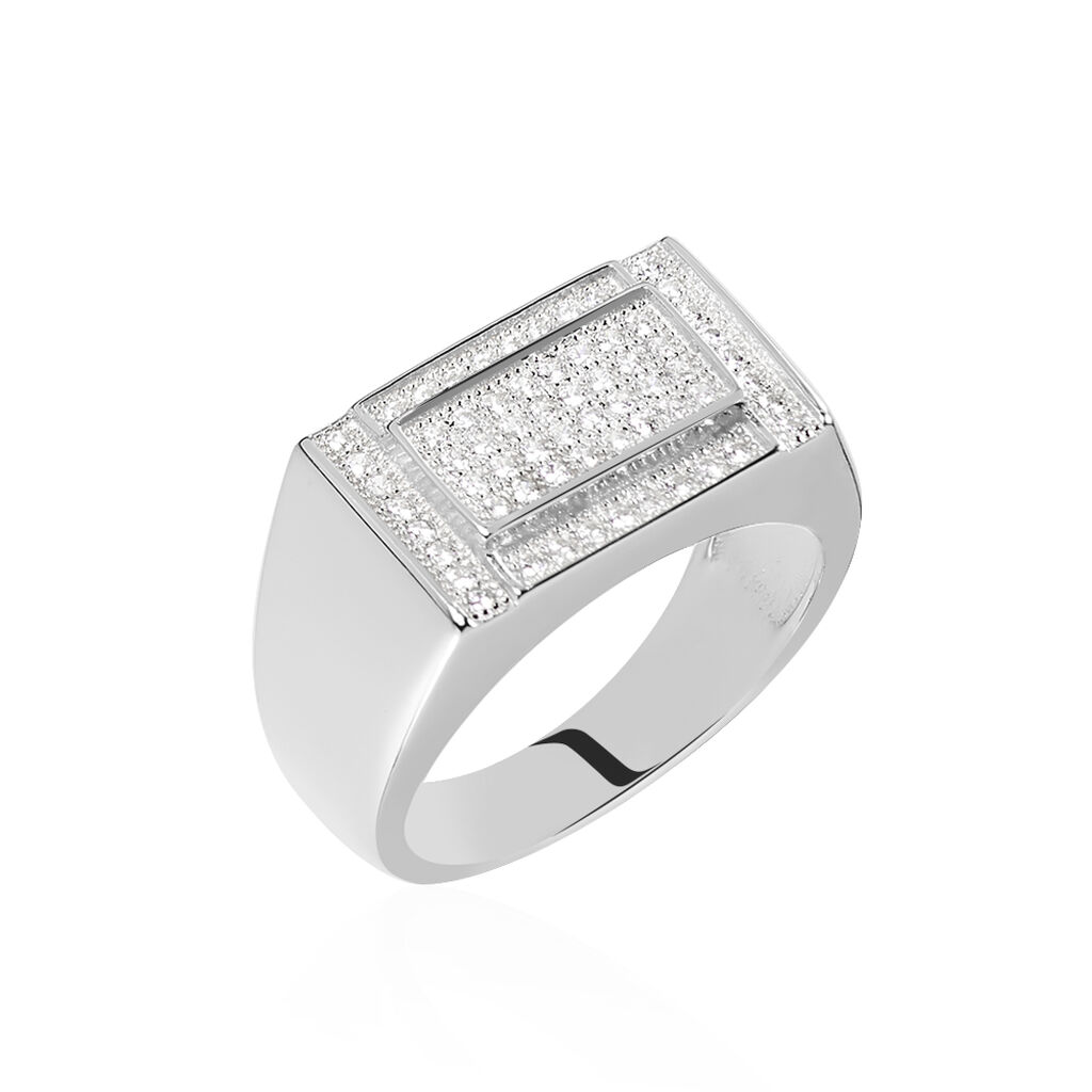 Chevalière Owena Argent Blanc Oxyde De Zirconium