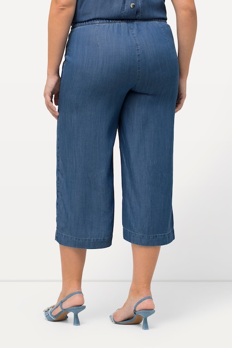 Lyocell-Culotte Rose, weites Bein, Komfortbund