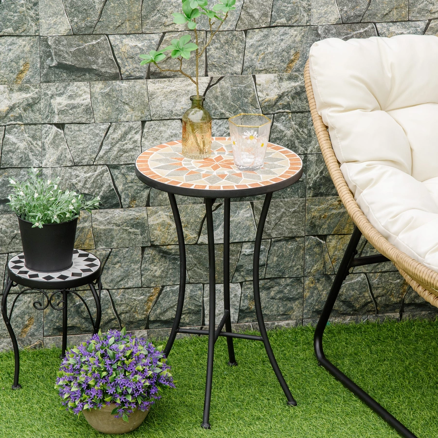 Outsunny Gartentisch mit Stahlrahmen bunt