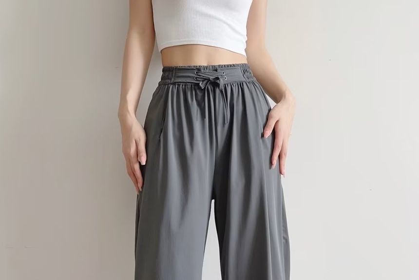 Morhan - Effen losse broek met trekkoord in de taille