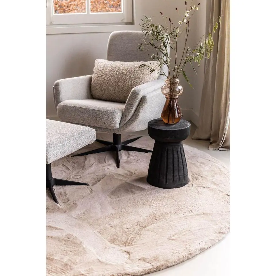 Interieur05 rond vloerkleed Lux beige/taupe - 120 x 120 cm