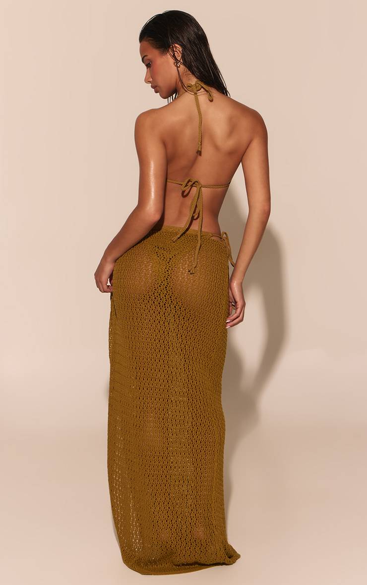 Vert Olive Paréo Maxi De Plage Au Crochet