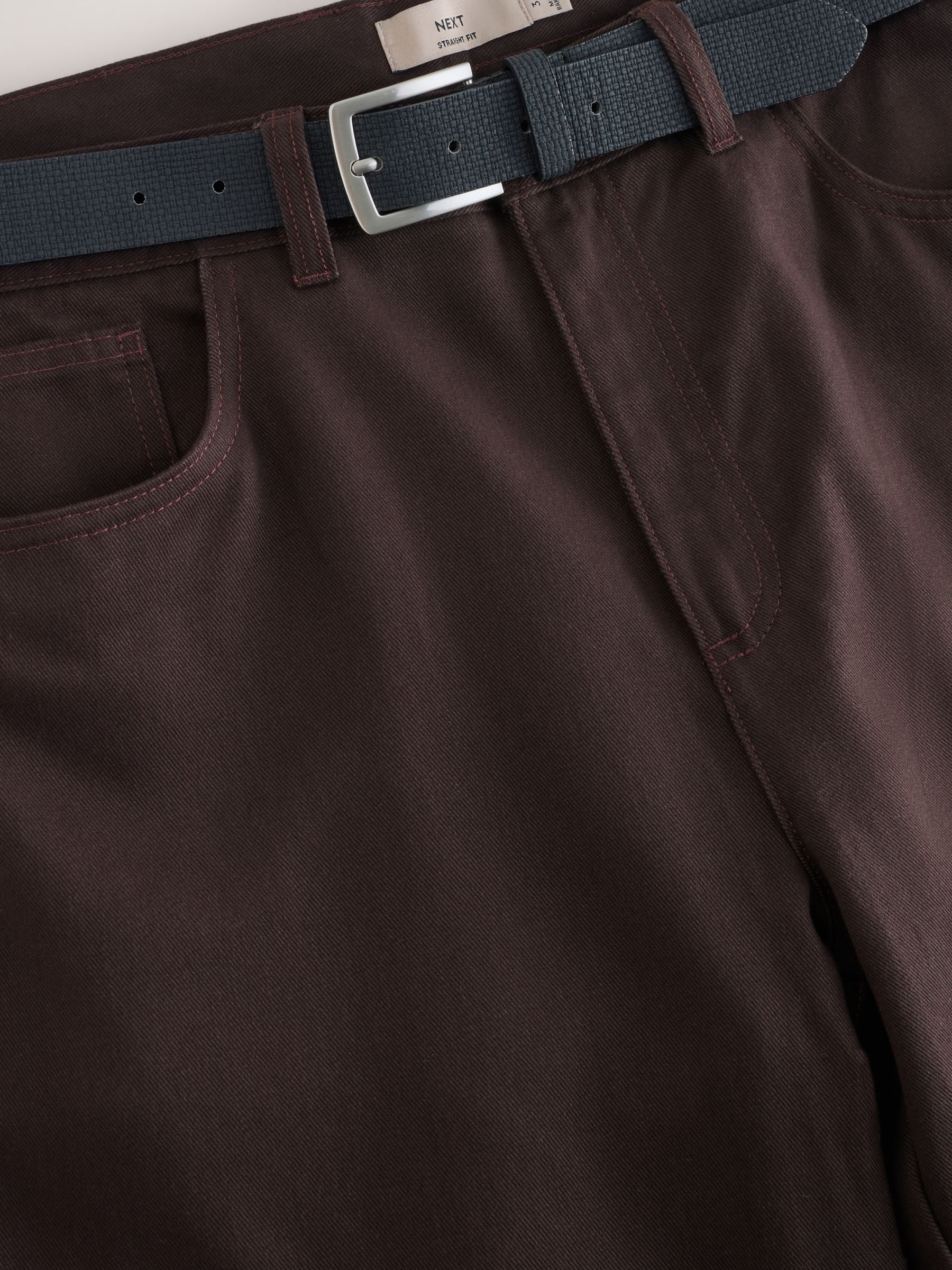 Bruin - Straight fit - Smart Brushed Cotton TENCEL™ Lyocell Blend Chinos With Belt