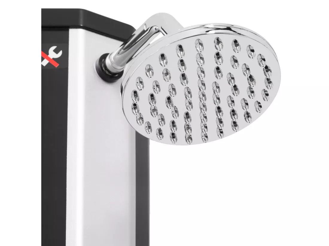 Douche solaire pour l’extérieur 35 litres noir/argent + robinet raccord eau pied