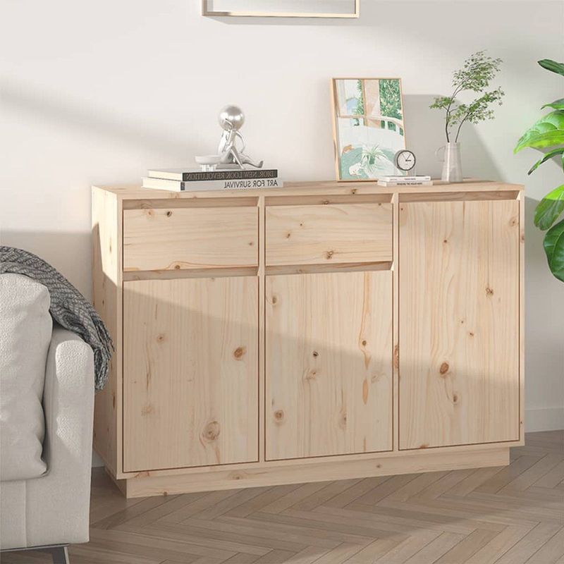 vidaXL - Dressoir - Massief Grenenhout - 2 Lades - 3 Deuren