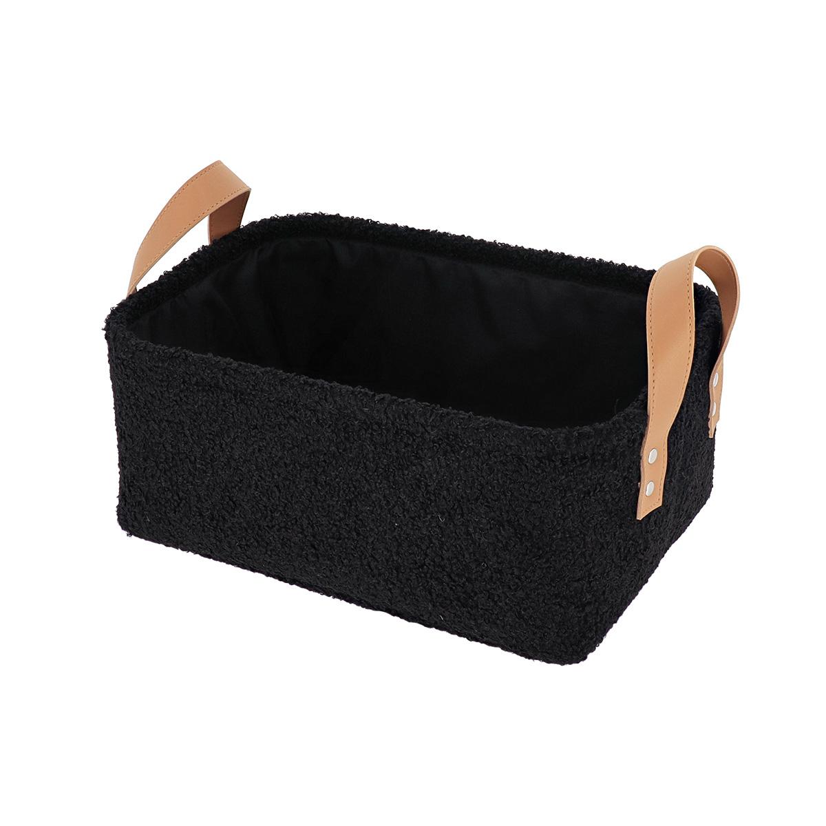 PANIER RECTANGLE FACON BOUCLETTE 34X23.5X14CM NOIR