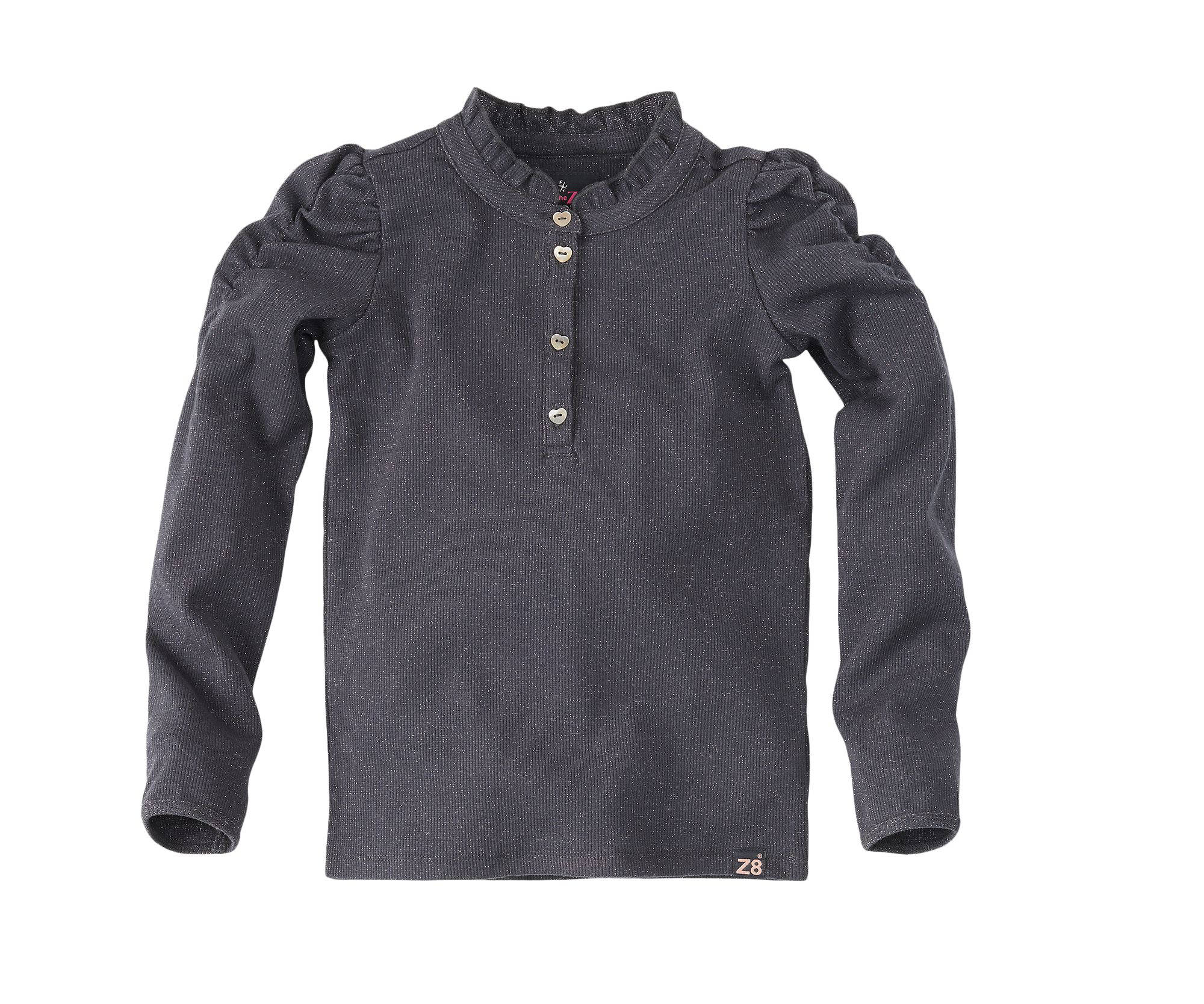 Z8 longsleeve Ymke met ruches en glitters  donkerblauw
