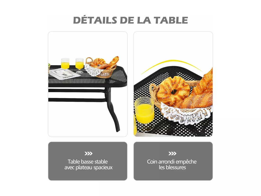 Salon de Jardin 2 Pièces avec Table Basse et Coussins Charge 250KG, Ensemble de Canapés de Terrasse 2 Places avec Cadre Métallique, pour Patio Balcon Terrasse (Gris)