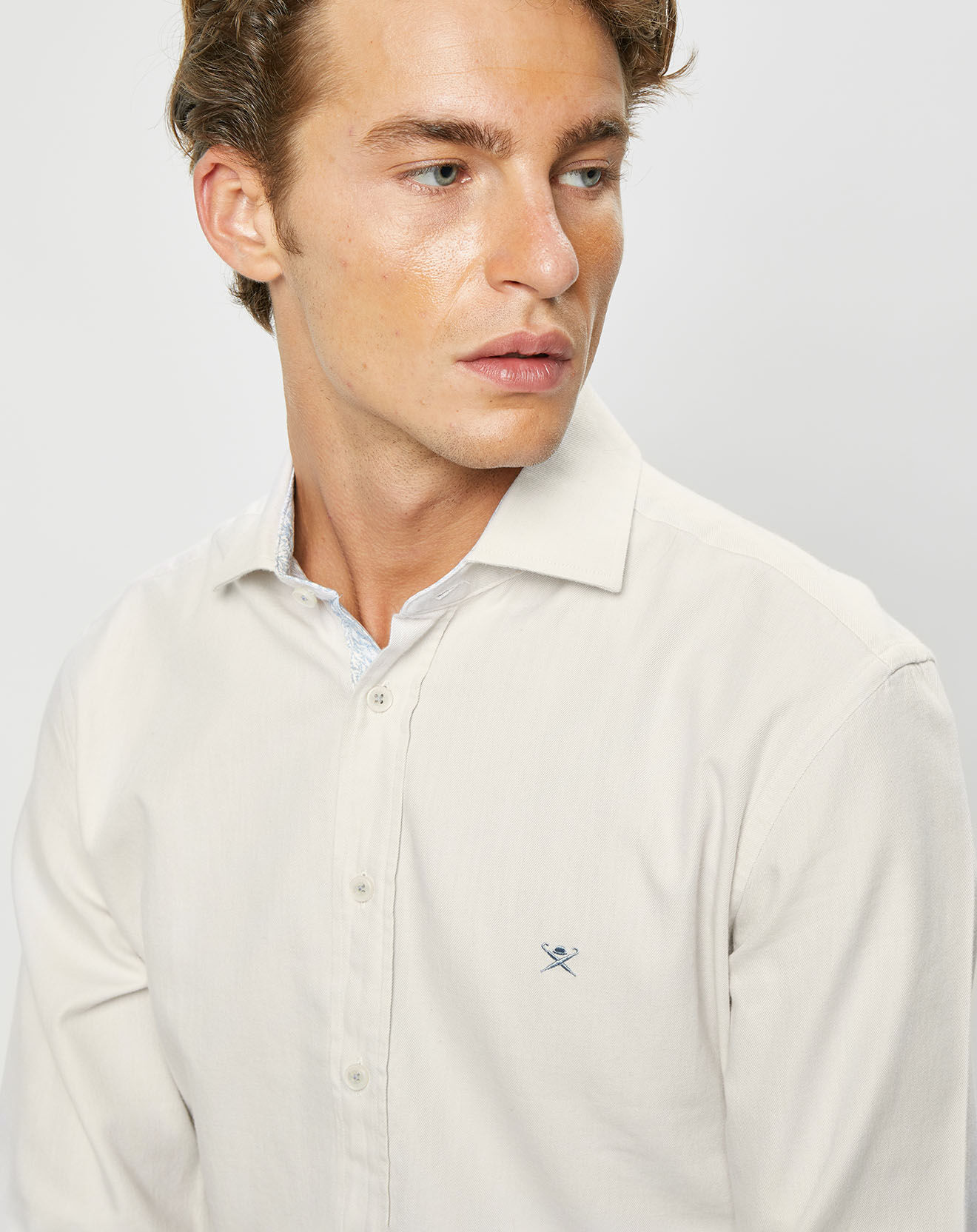 Hackett London Chemise Slim Fit Trim Twil Sport beige