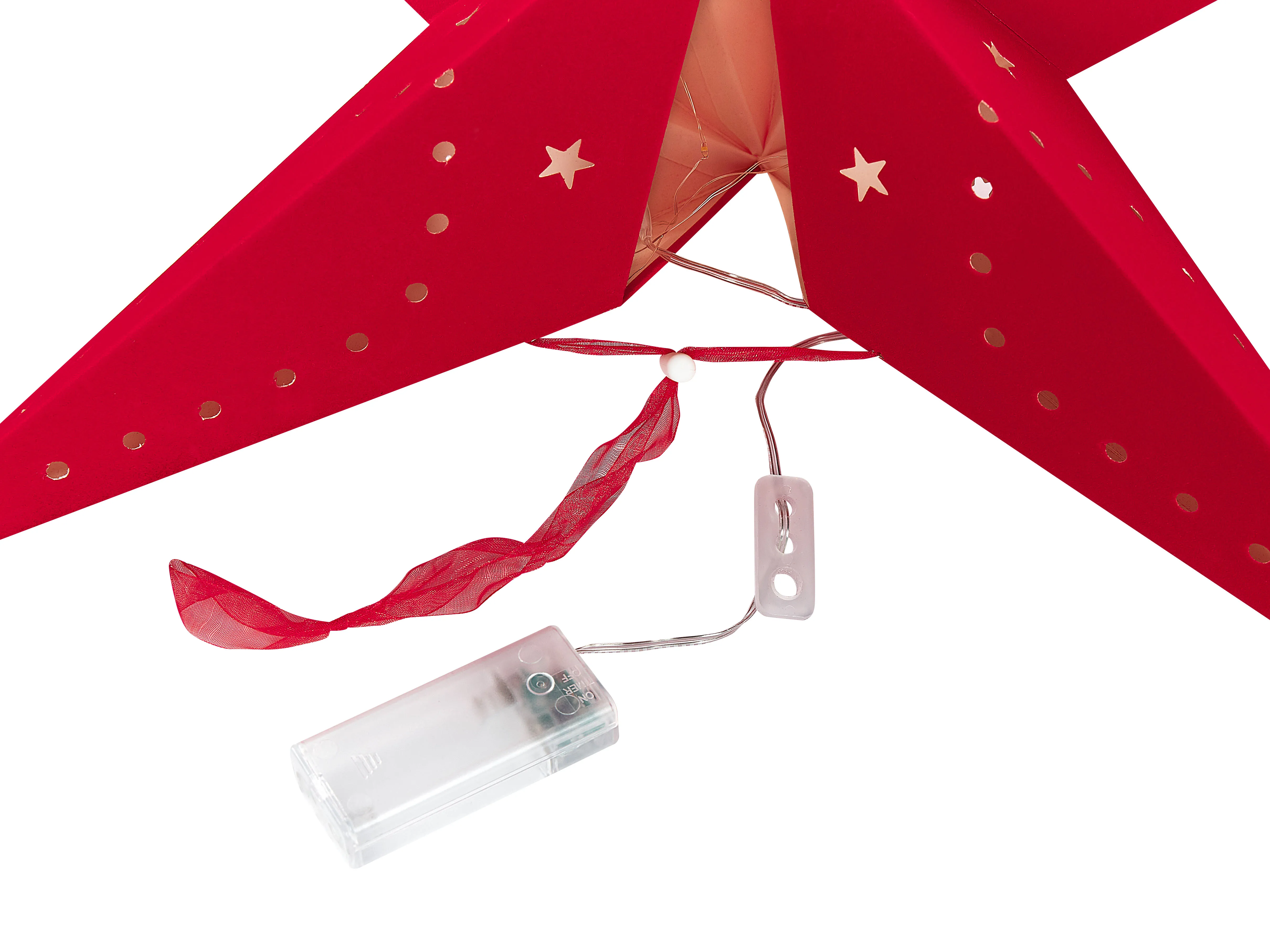 Set van 2 hangende decoraties LED MOTTI Ster 60 cm Rood