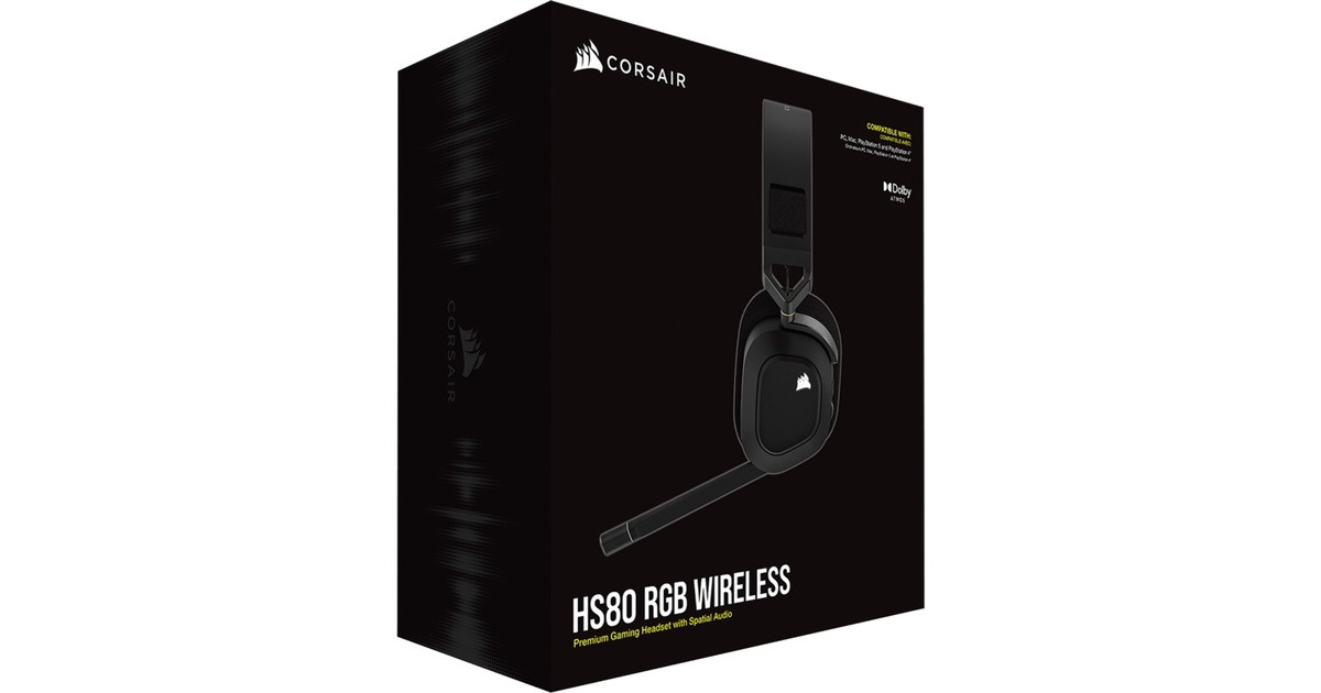 CorsairHS80 RGB WIRELESS over-ear gaming headset  (Zwart, Pc, PlayStation 4, PlayStation 5)