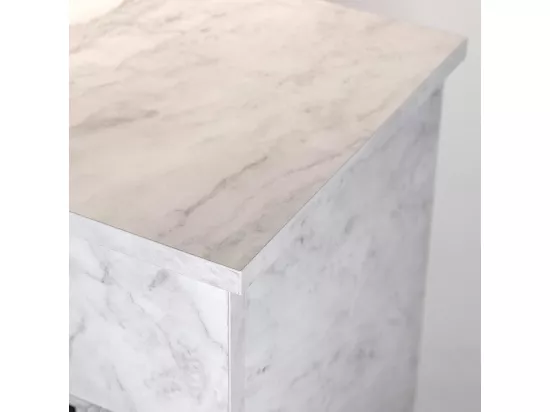 Cheminée à bioéthanol BELLINI en bois effet marbre blanc - Fabriquée en Italie - L96 x P35 x H96