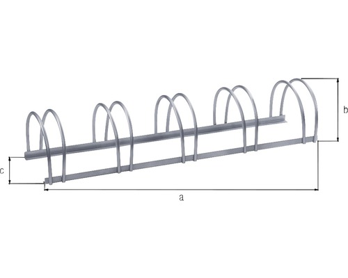 Fietsenrek voor 5 fietsen, L 130 x D 30 x H 25,5 cm, thermisch verzinkt