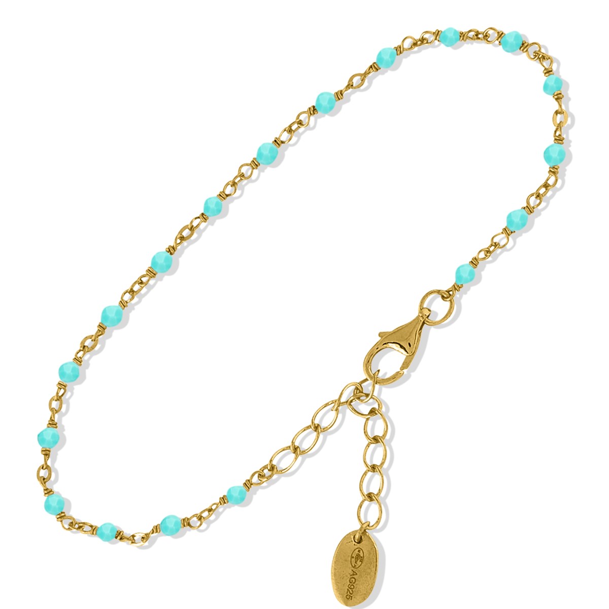 Bracelet En Argent Doré Pierres Amazonite