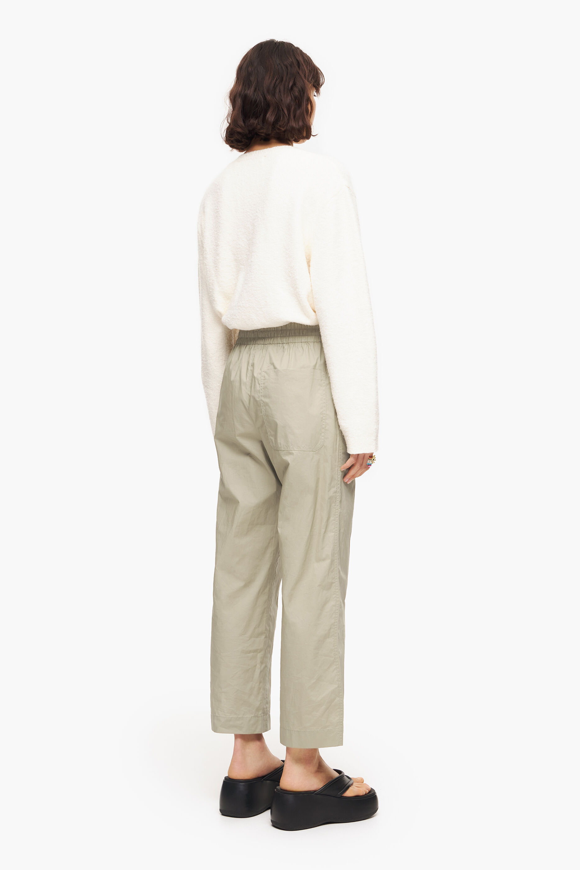 Calça jogger cáqui de popeline