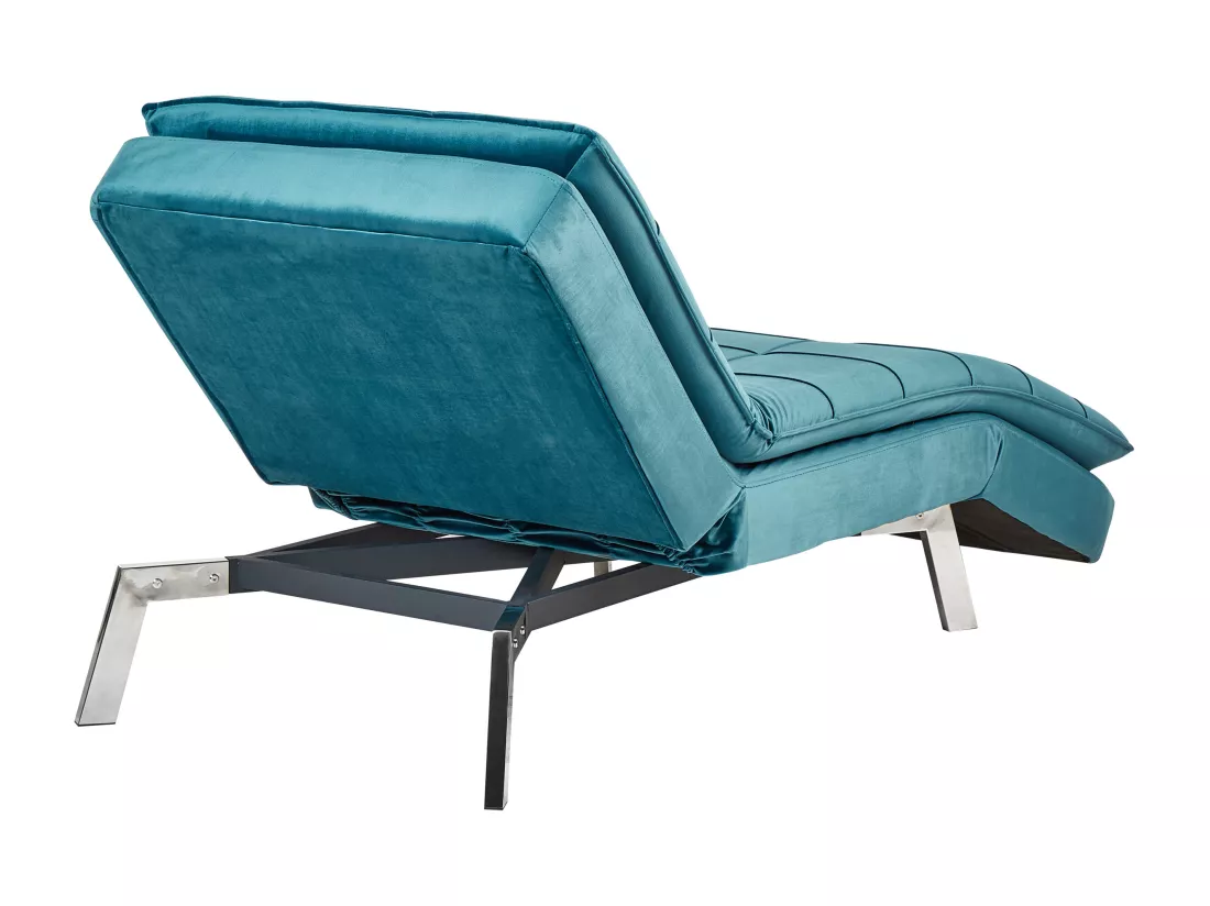 Chaise longue en velours bleu sarcelle LOIRET