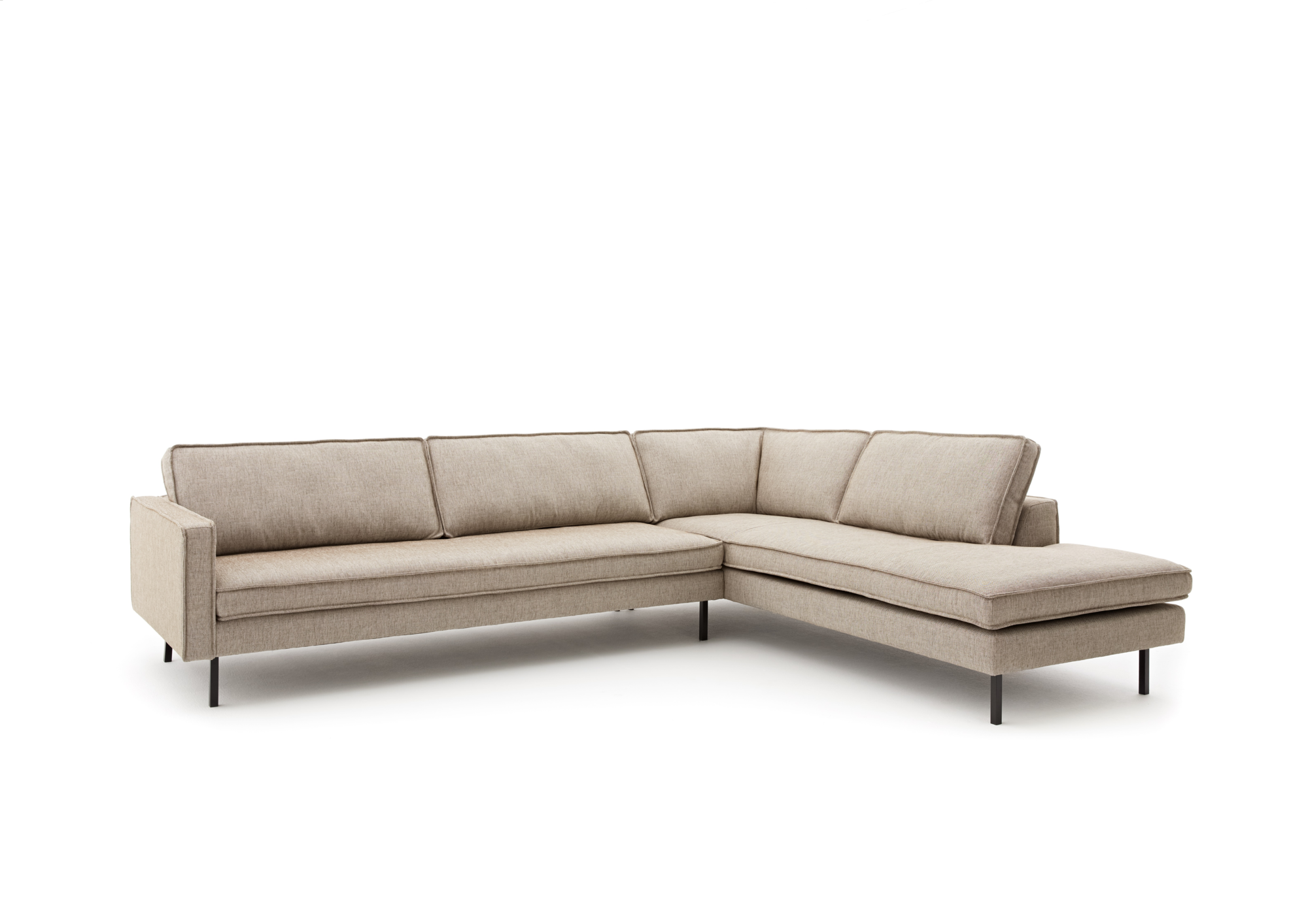 Loods 5 Design hoekbank Slimm Stof Outside rechts Combi rechts: 3 zits arm links + 2,5 zits met hocker Rechts | Stof: Solution Lightbrown 115 | Frame: Zwart
