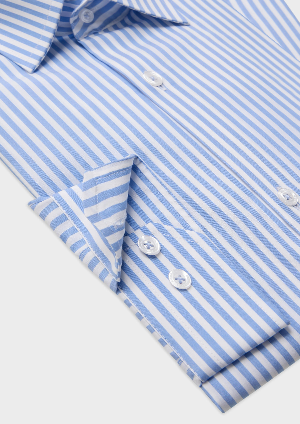 Chemise habillée Slim en popeline de coton blanc à rayures bleues