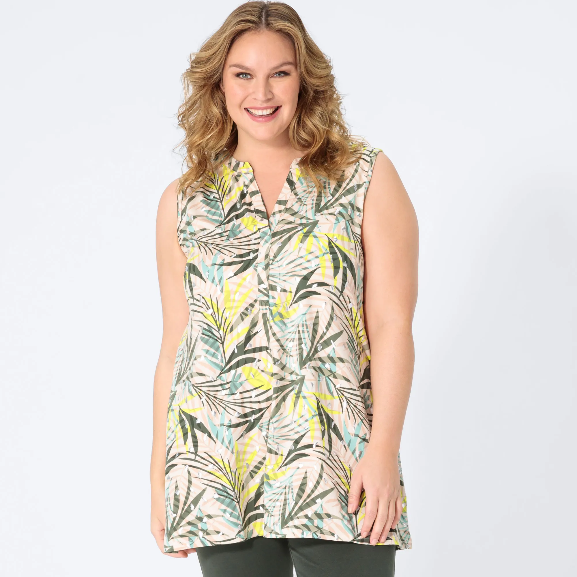 Damen-Top mit Allover-Print, große Größen