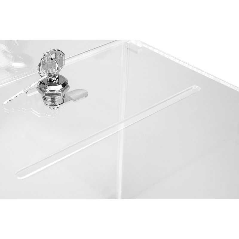 Urne transparente 21 X 21 cm avec porte-visuel et serrure