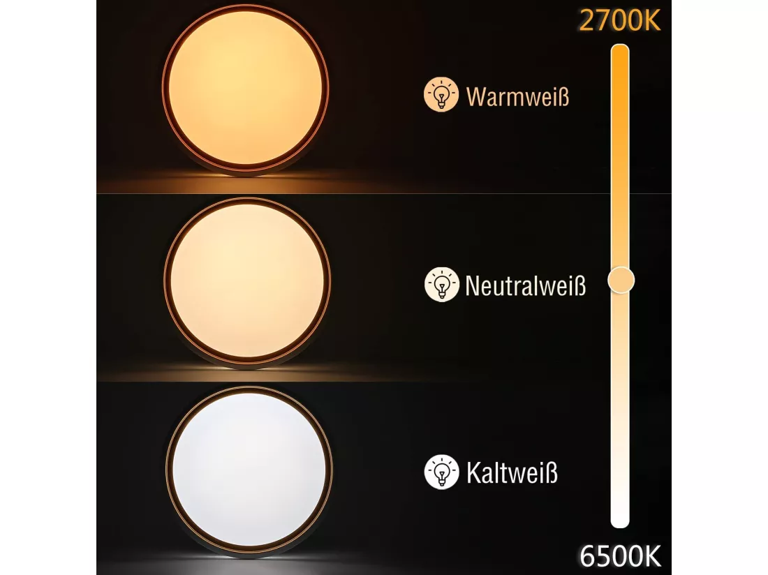 NETTLIFE Plafonnier LED 18W 30cm Chambre à Coucher Dimmable avec Télécommande Cuisine Lampe de Cuisine Moderne Ronde pour Couloir de Salon