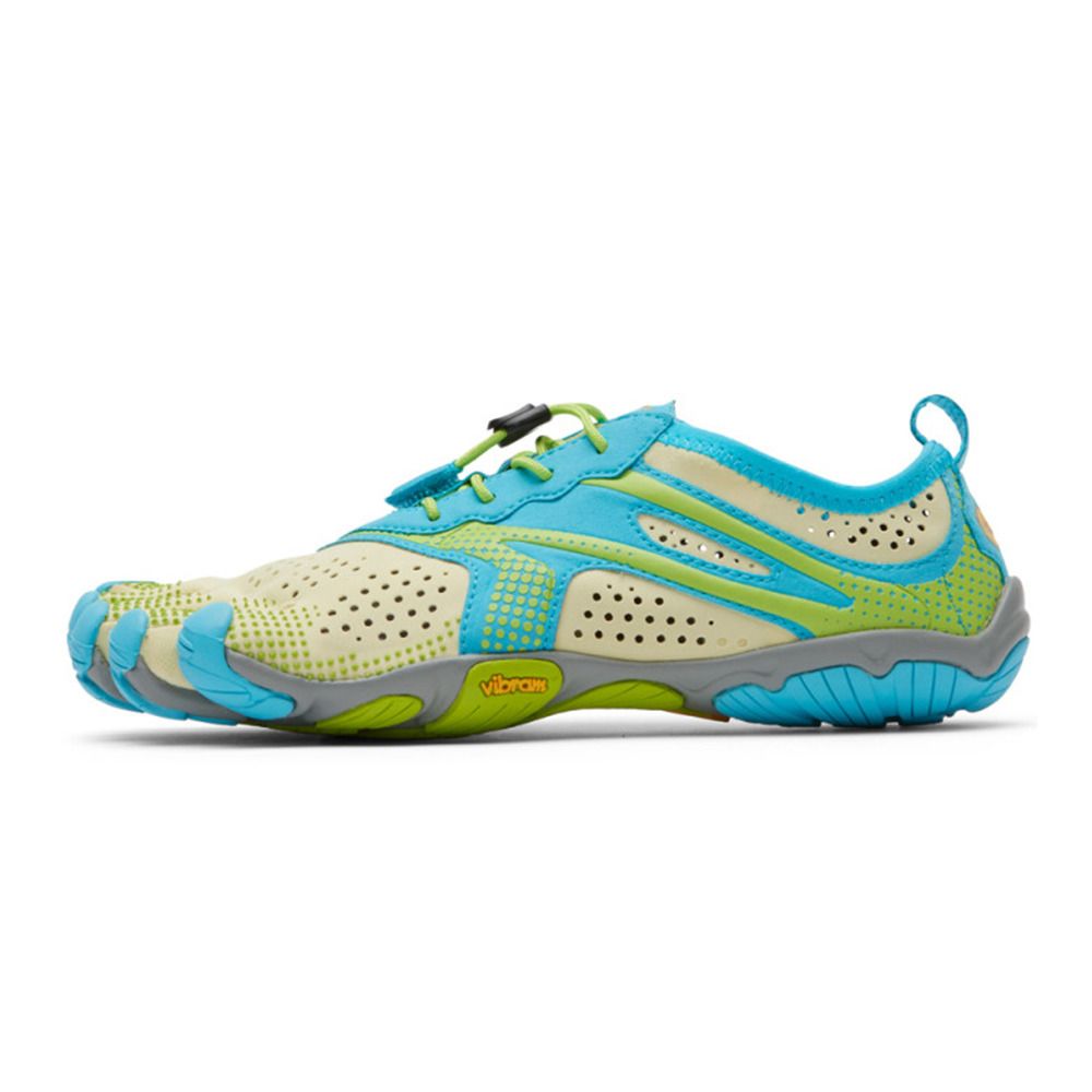 Five Fingers V-RUN - Chaussures running Femme vert citron/bleu