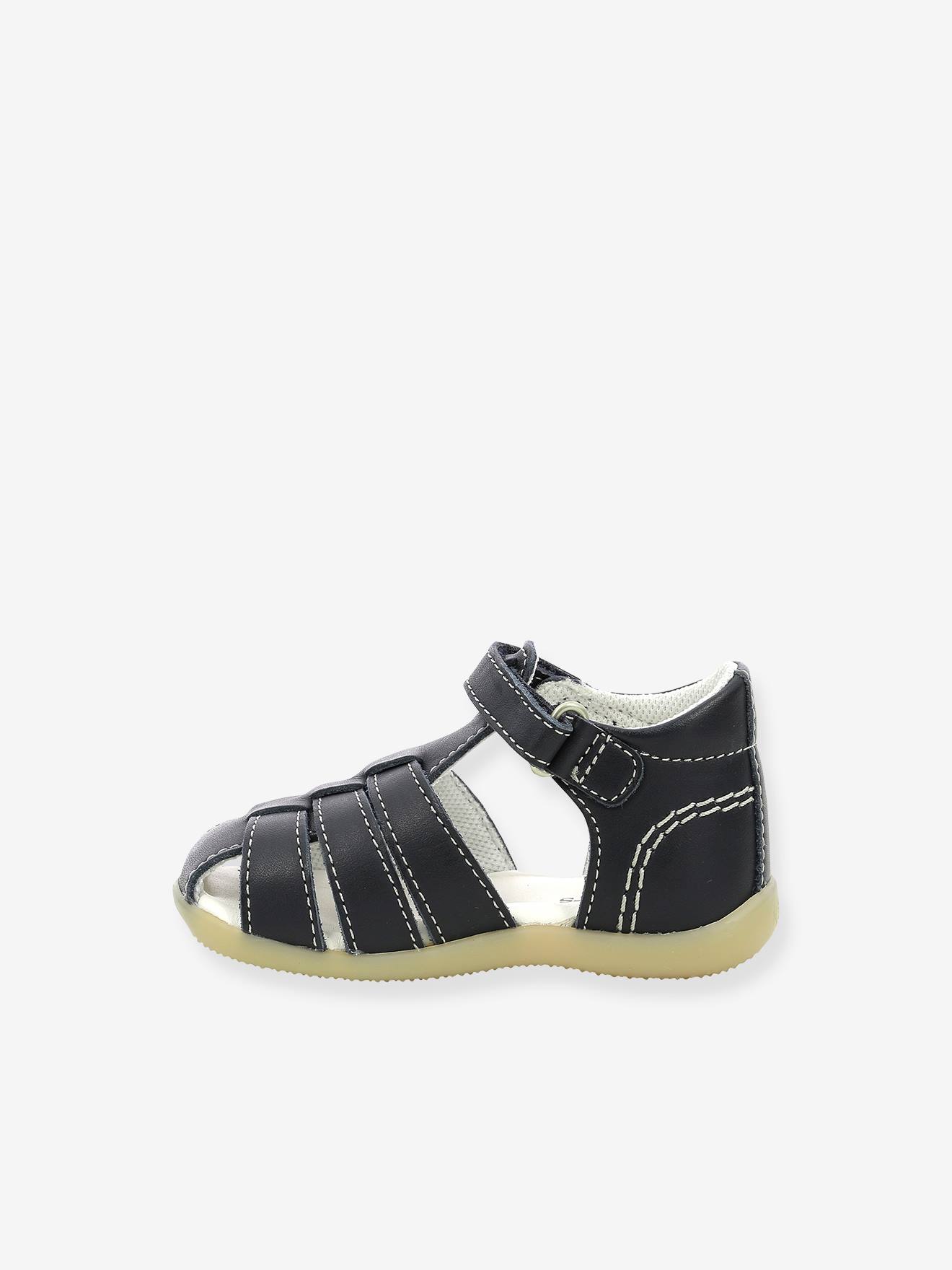 Sandálias de couro infantil KICKERS® Bigflo-2 Iconique Biboo, brancas