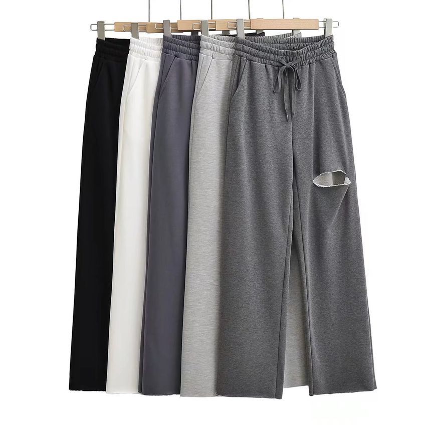Webeisque - Hoge taille, versleten, wijde joggingbroek