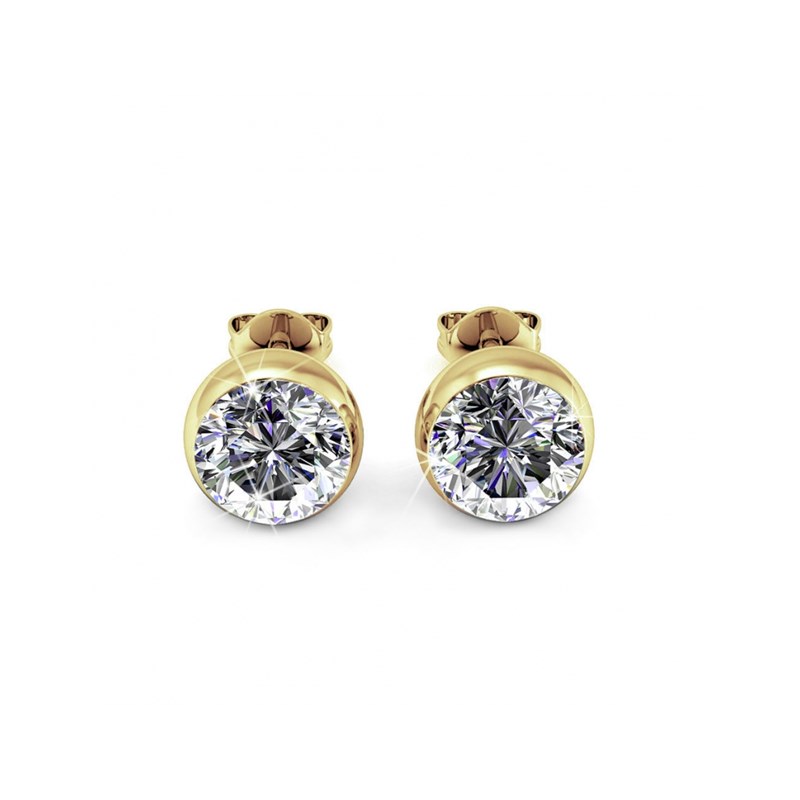 Boucles d'oreilles Moon - Doré et Cristal