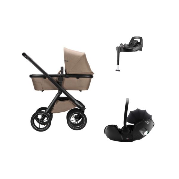 Dubatti One E5 Kinderwagen 4-in-1 - Black / Black - Sand | Britax Römer Baby-Safe Pro Autostoeltje | Britax Römer Vario Base 5Z