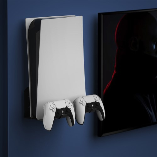 Sony PlayStation PS5 Wandhalterung Metall Konsolen Halter mit Controller Halterung - Schwarz