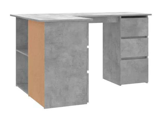 Bureau d'angle Gris béton 145x100x76 cm Bois d'ingénierie