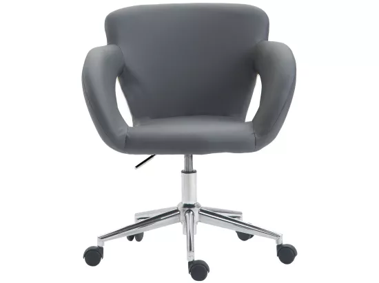 Chaise de bureau - Similicuir & Métal chromé - Gris - Edison