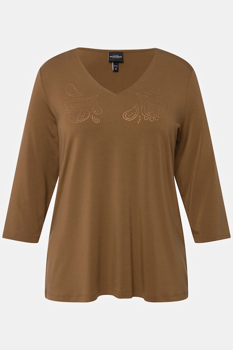 Shirt, Paisley-Design, Classic, V-Ausschnitt, 3/4-Arm