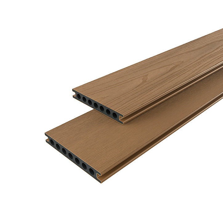Lame de terrasse composite coloris teck Neva Premium Klikstrom L.220 x l.14,5 cm