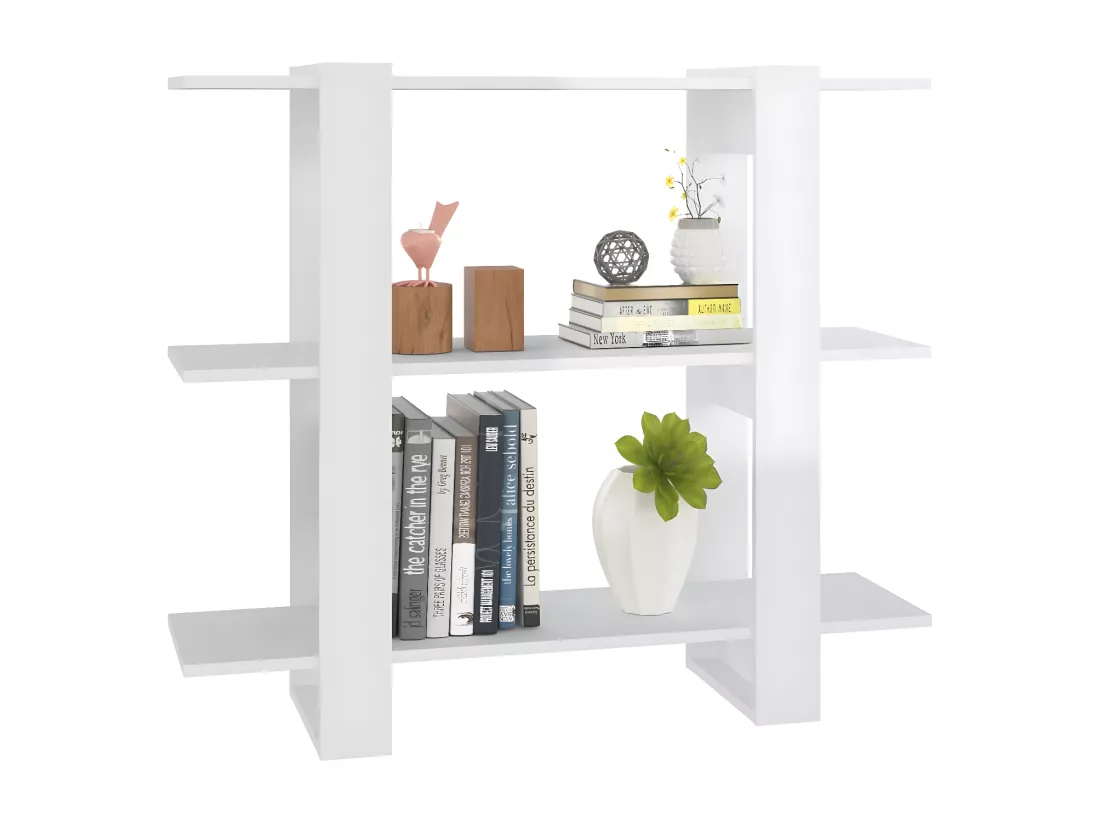Bibliothèque/Séparateur de pièce Blanc brillant 100x30x87 cm